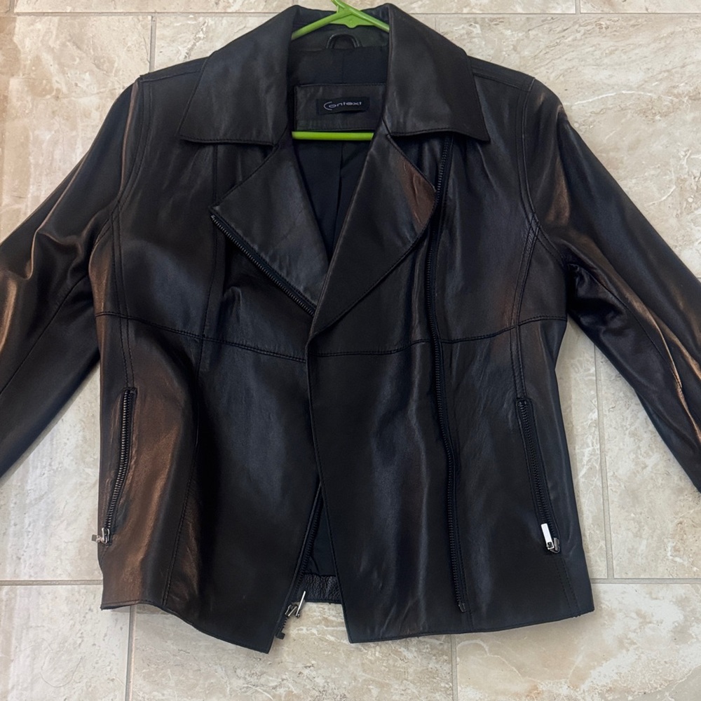 Context Classic Black Leather Jacket - image 4
